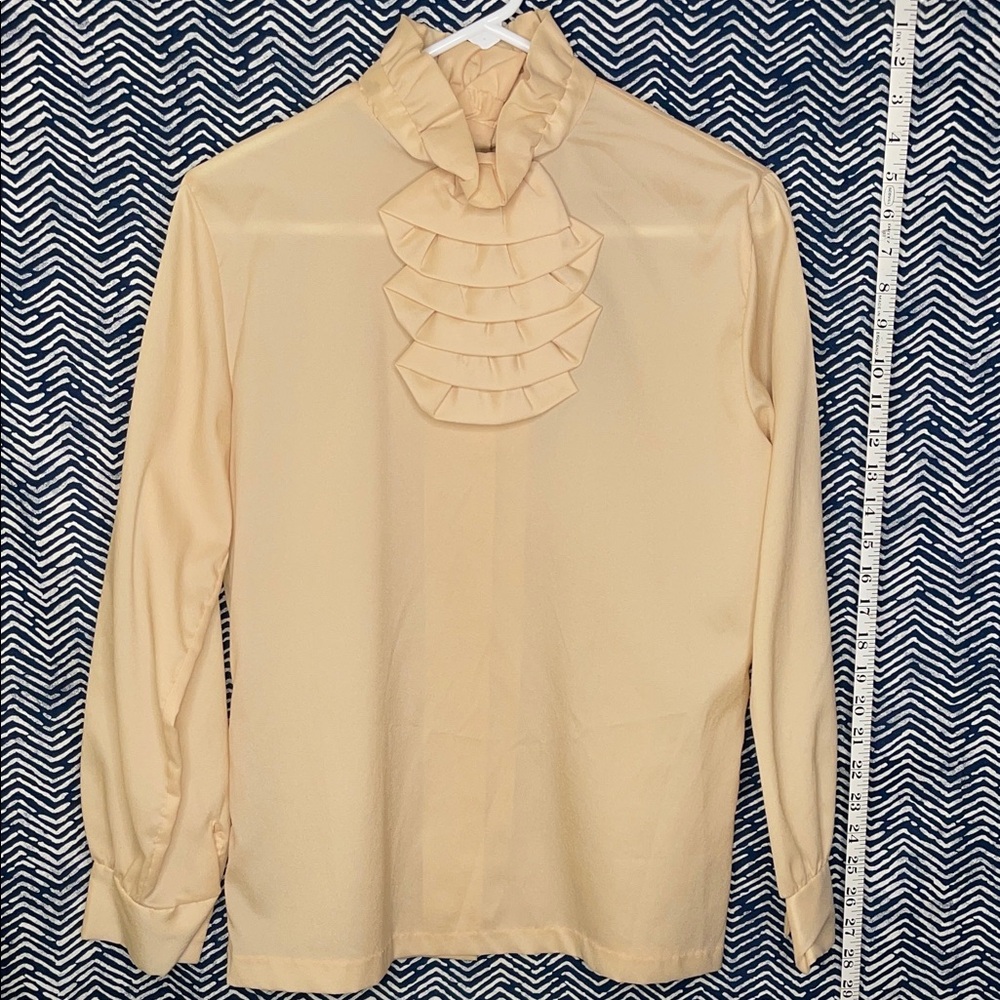 Vintage Elegant Cream Ruffled Women's Blouse 70s Rare Find